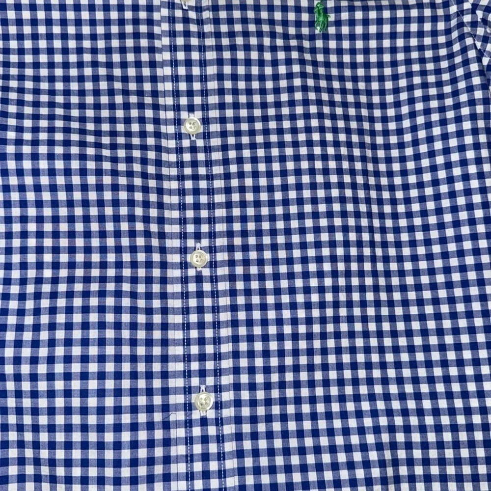 Ralph Lauren boys long sleeved button down shirt blue/white gingham L (14-16)